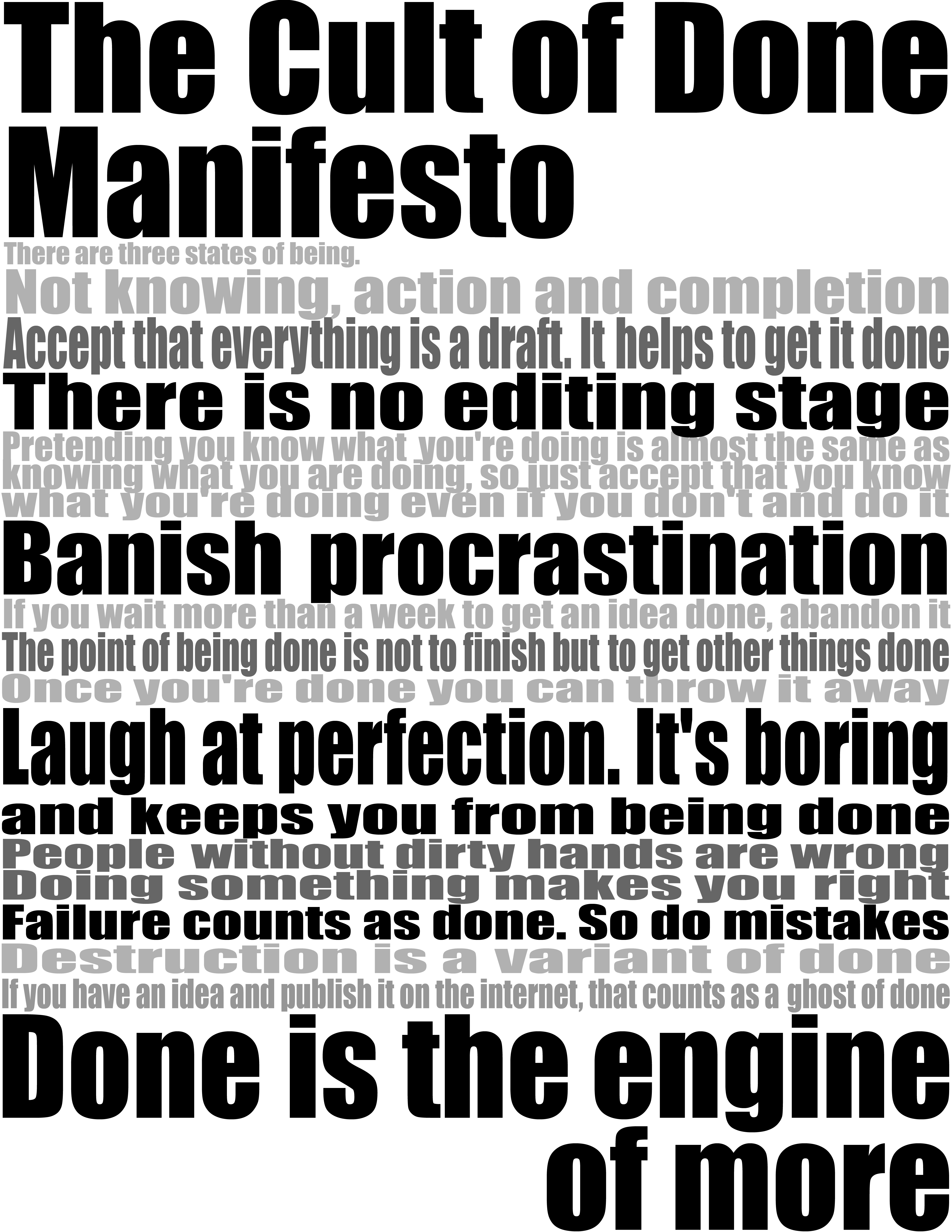done The Cult of Done Manifesto poster